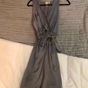 Silver satin dress
